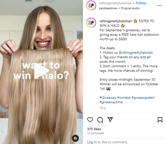 An image of Sitting Pretty Halo Hair's Instagram page
