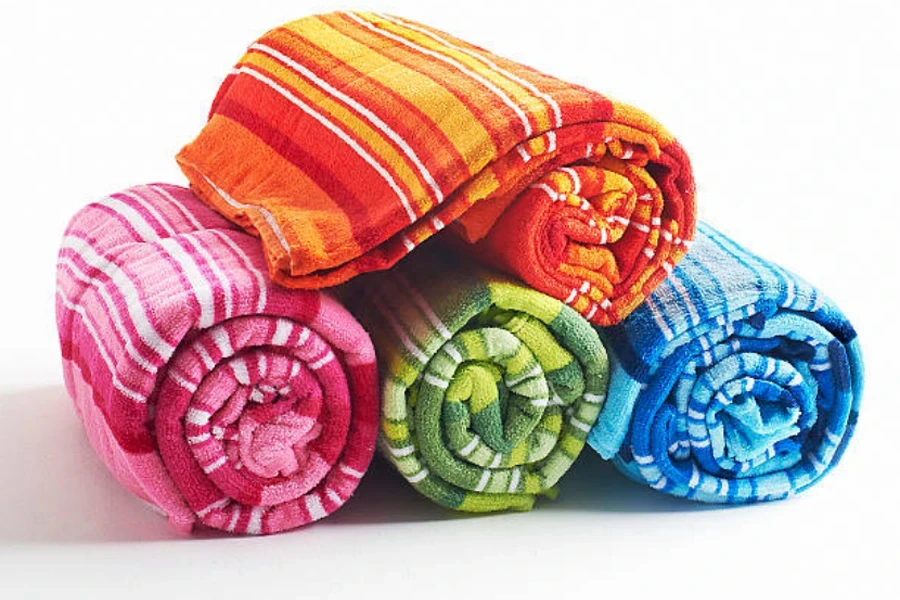 Ben Kaufman 100% Cotton Velour Towels - Large Cotton Towels - Soft &  Absorbant - Assorted Striped Colors - 30” x 60” - 4 Pack