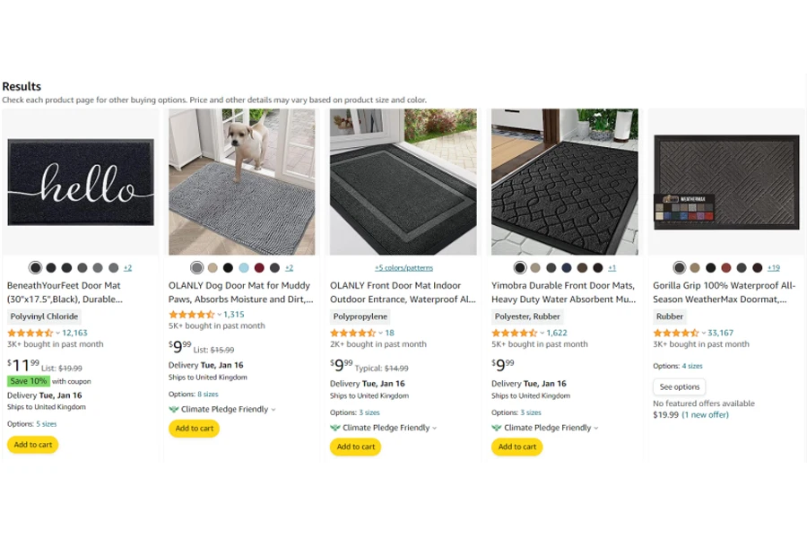 best selling door mats