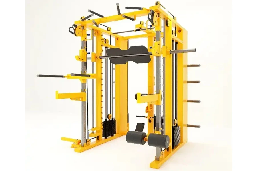 Support de squat multifonctionnel 4 en 1, croisement de câbles, machine Smith 3D