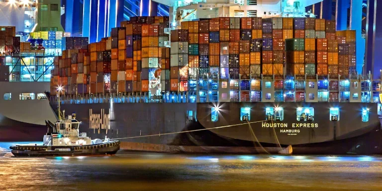 cargo containers at night