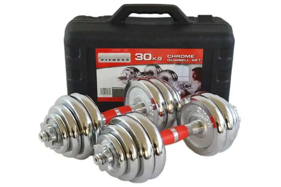 York 30 lb online adjustable chrome dumbbell set