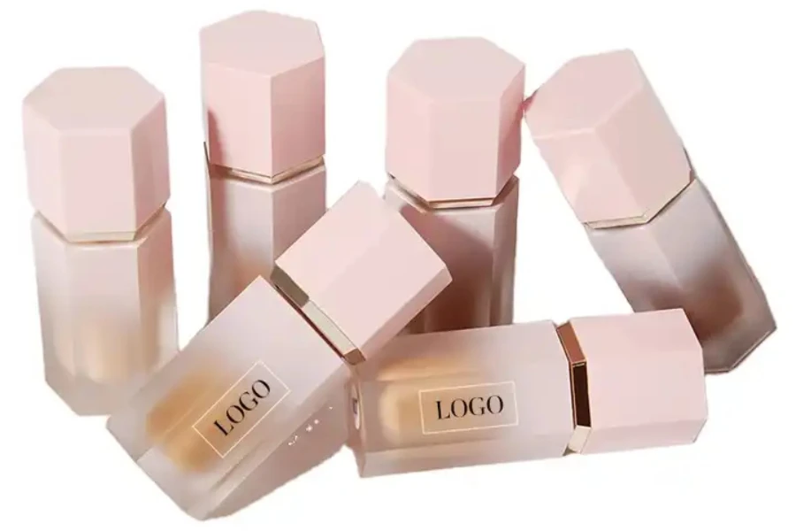 Concealers with fancy packaging on a white background
