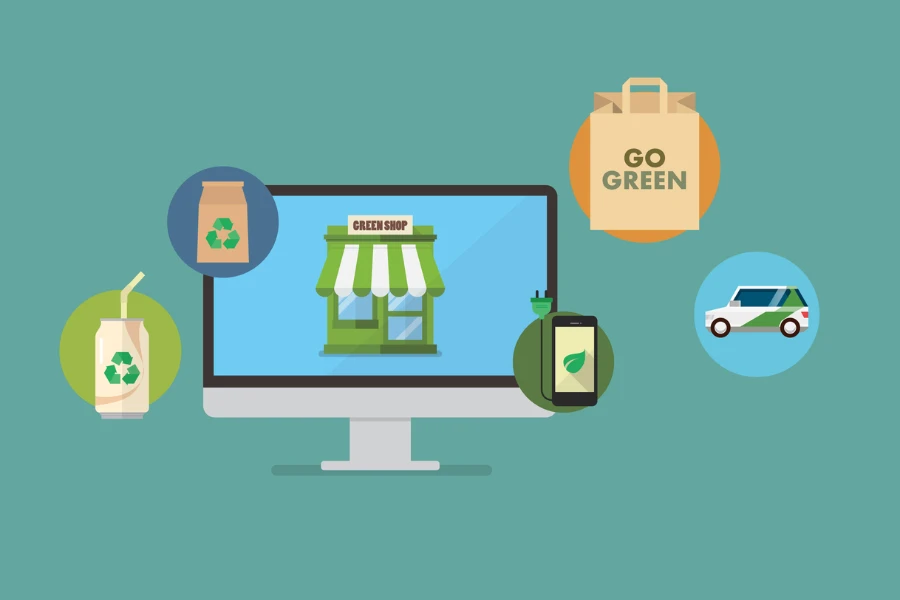 Illustration of an eco-friendly online business