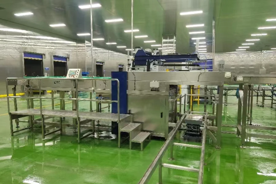 Inside a food processing plant