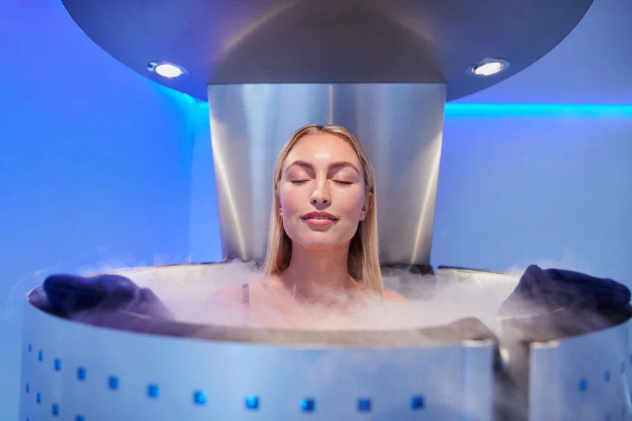 Lady enjoying her session in a spa capsule