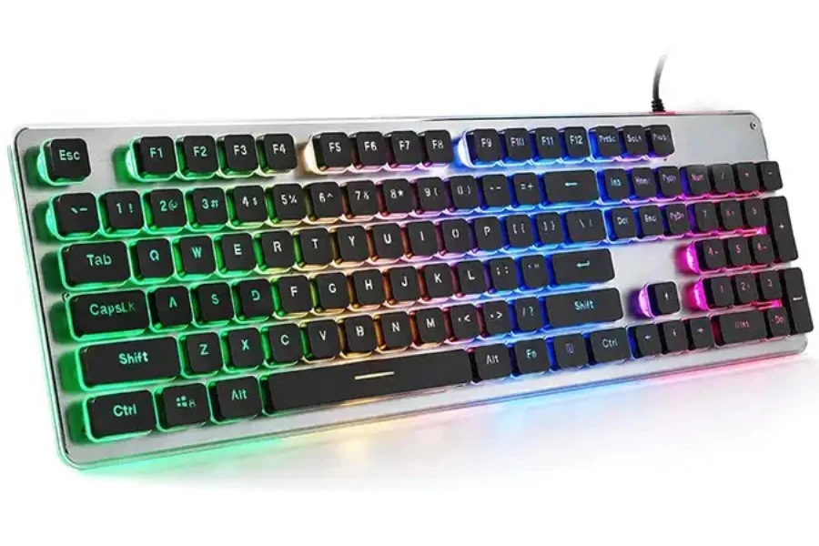 Keyboard gaming membran dengan lampu latar LED warna-warni