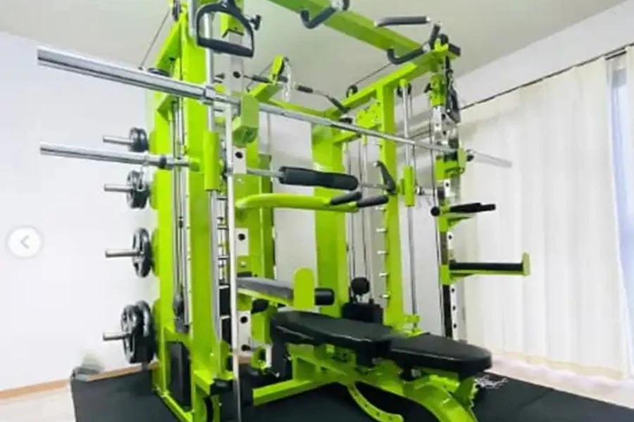 Multi-functional gym equipment fitness cage trainer Smith machine with weight stack