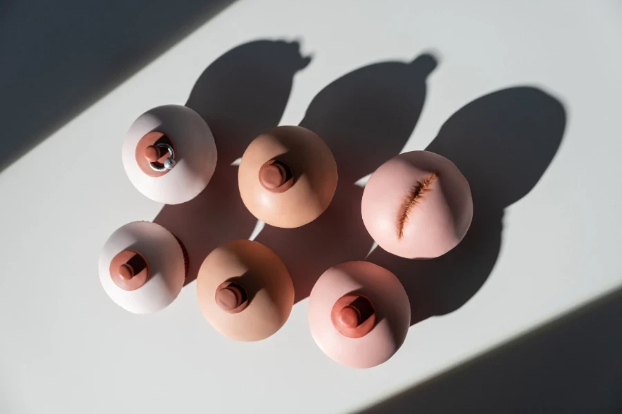 Multiple breast forms on a table