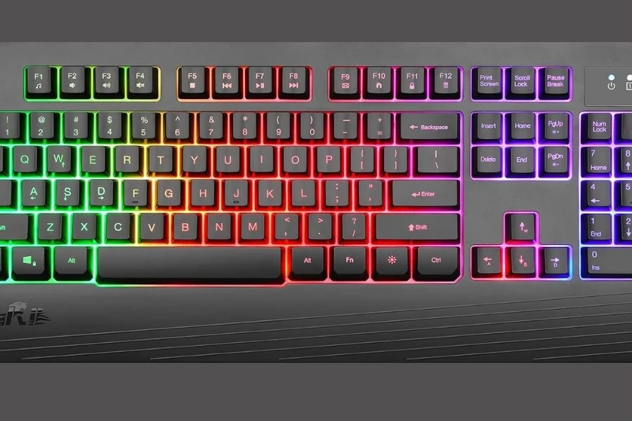 Teclado para jogos retroiluminado RGB sem fio recarregável