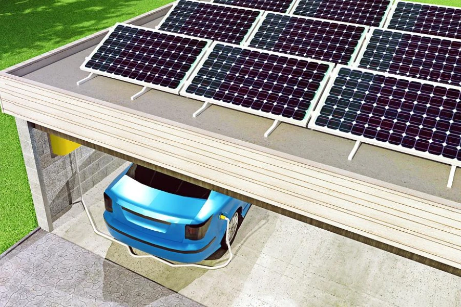 solar panels on a carport