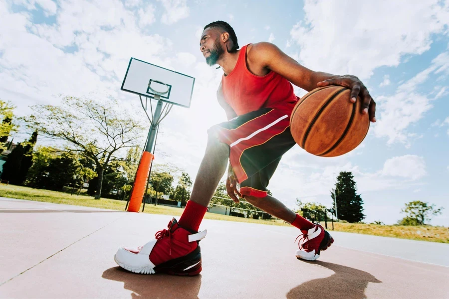 street player dribbling with the ball