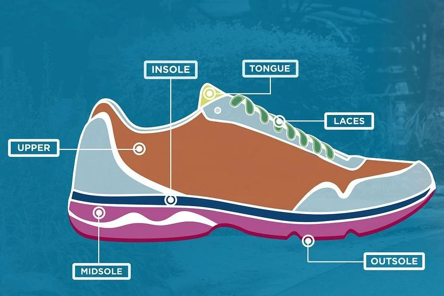 schéma structurel des chaussures de course