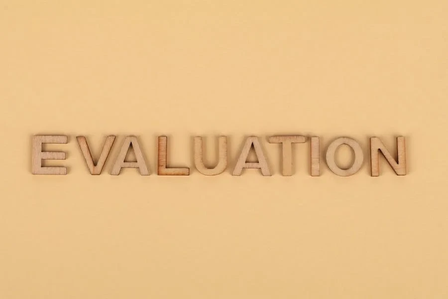 The word Evaluation from wooden letters