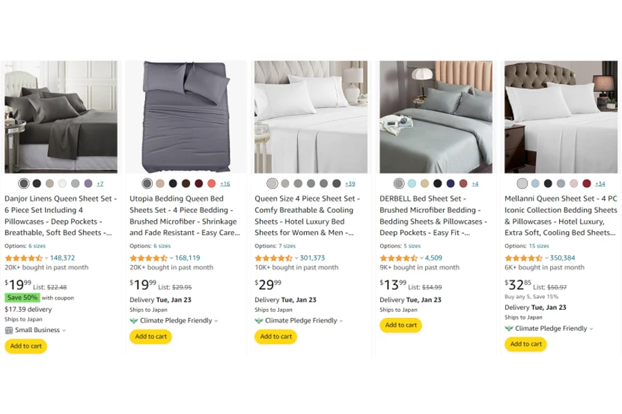 top-selling sheet and pillowcase sets