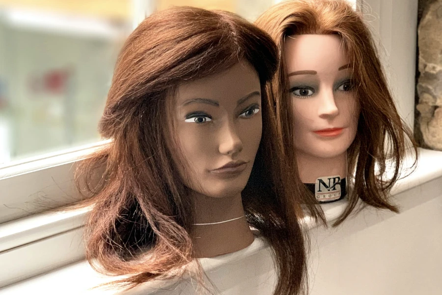 Deux têtes de mannequin en polyéthylène pour perruque