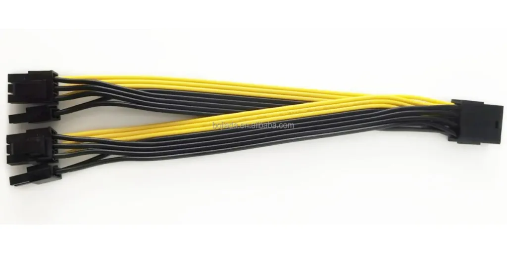 Yellow and black-colored GPU power cable