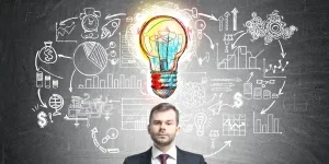 Bearded businessman and business idea