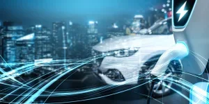 EV charging station for electric car in concept of green energy