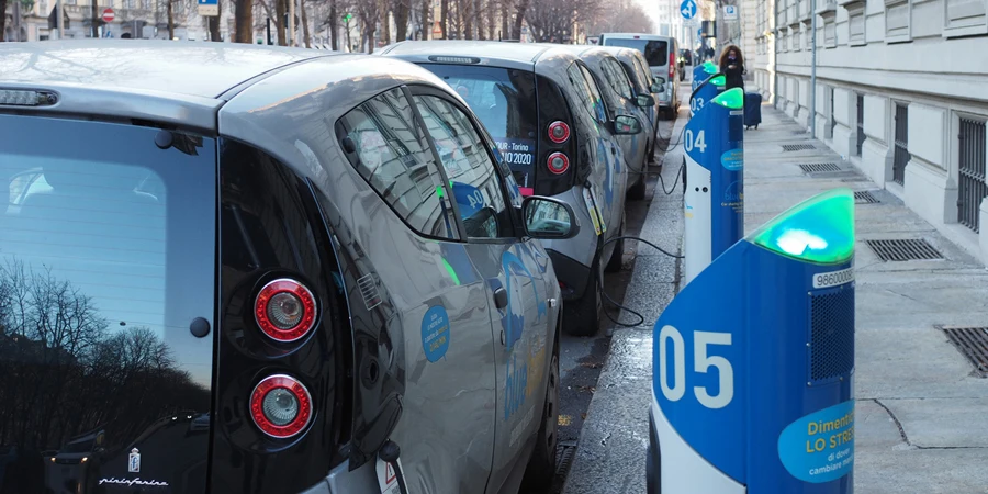 Electric car charging station in Turin