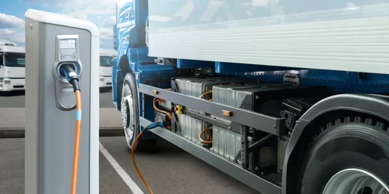 Electric truck with charging station