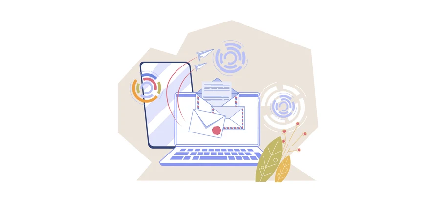 Illustration vectorielle plate de l'emblème des services de messages électroniques