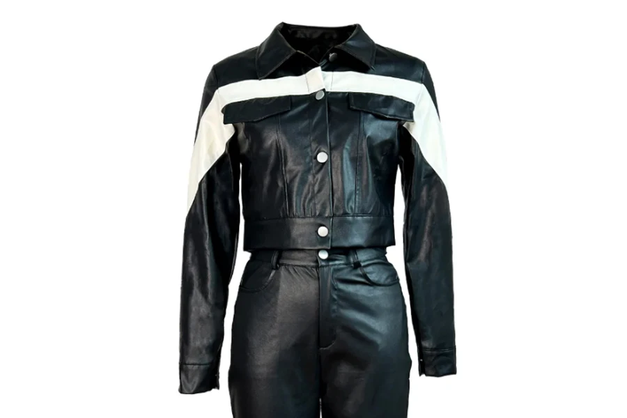 Модная женская осенняя куртка из искусственной кожи Alibaback из 2 предметов