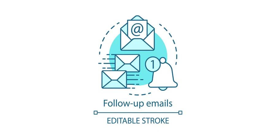 Icono de concepto azul de correos electrónicos de seguimiento