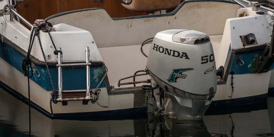 Honda logo on a boat engine