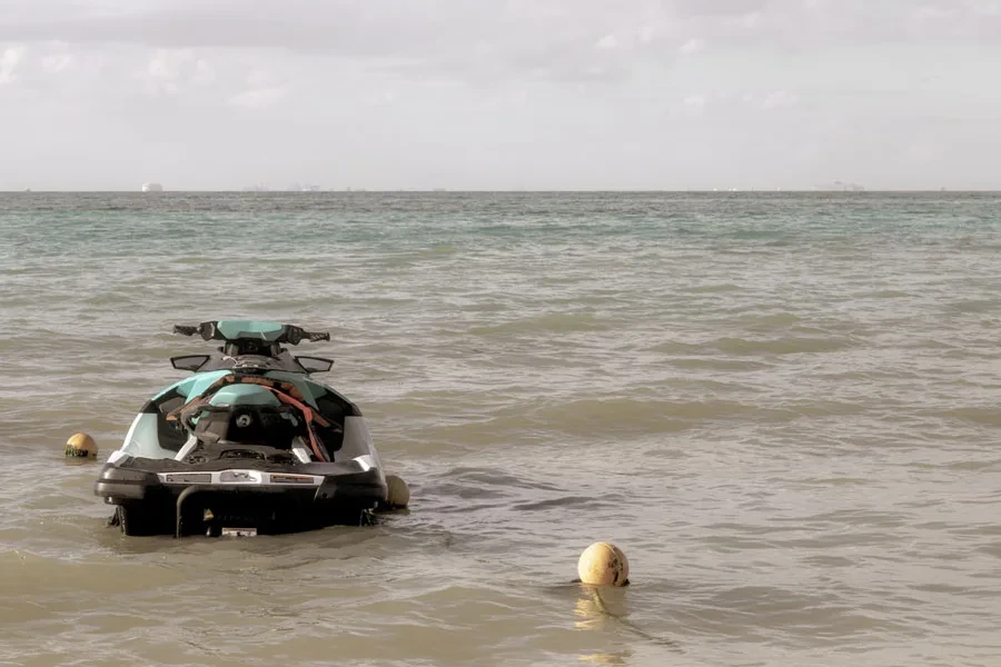 Jet ski enjoy water sports on the Caribbean beach