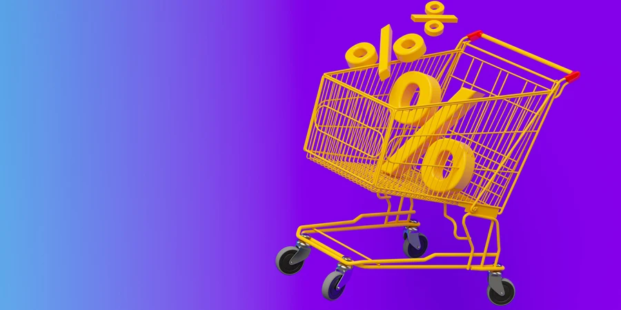 Shopping Cart with Percent Sign