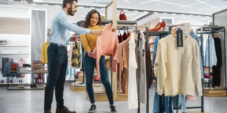 Shopping in clothing store