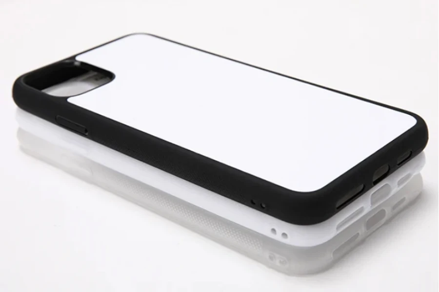 Armazém dos EUA atacado preto branco transparente borracha macia TPU 2D sublimação capa de telefone em branco