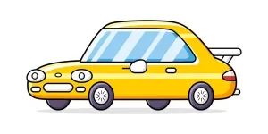 Yellow luxury sports car isolated cartoon vector