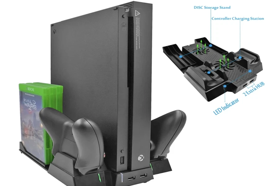 A console cooling stand for an Xbox