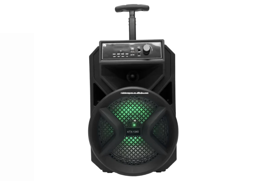 A karaoke player with in-built speaker and woofer