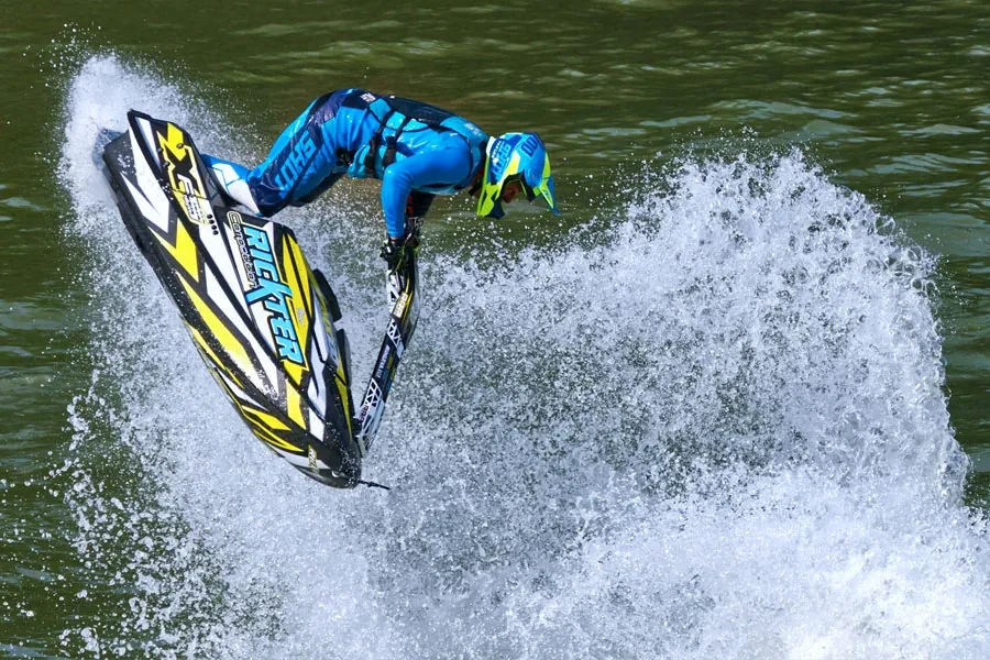 a person on a water ski in the water