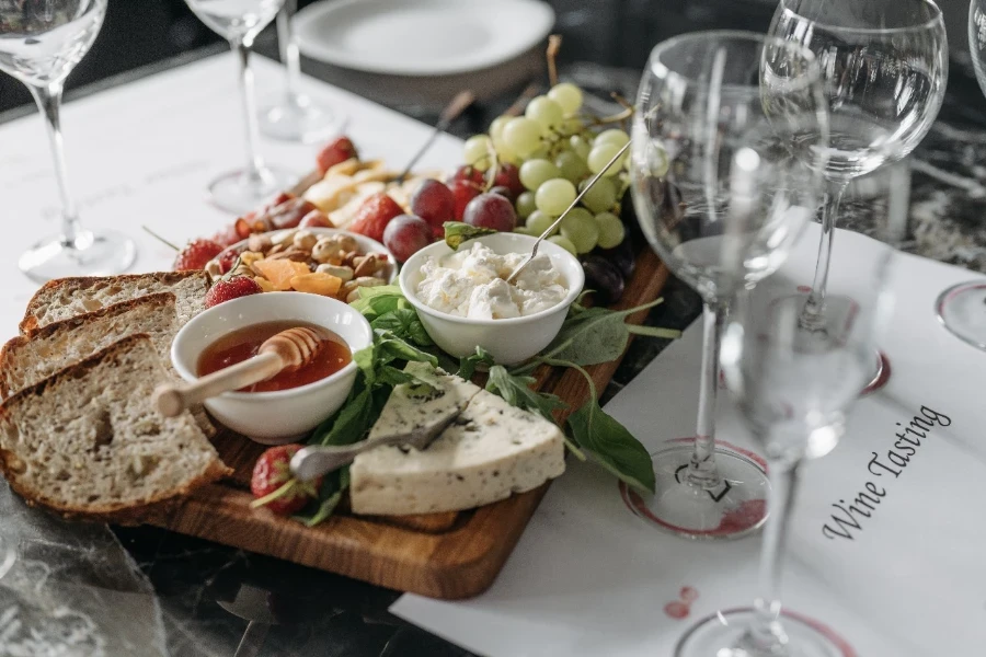 Charcuterie board with a close-up shot