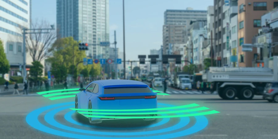 IoT automotriz inteligente Coche sin conductor con inteligencia artificial combinado con tecnología de aprendizaje profundo