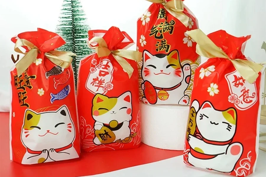 Lunar New Year drawstring bags made of Kraft paper