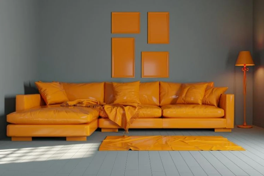 オレンジ色の断面用のオレンジ色の装飾枕