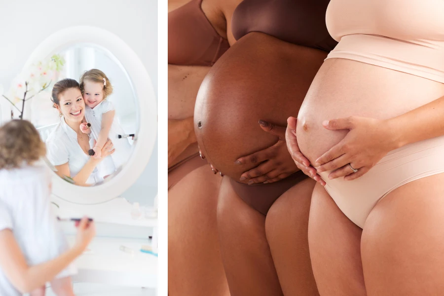 mulheres grávidas e bebês