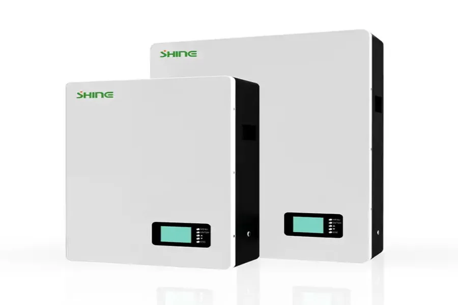 Shine battery storage placed on a white background
