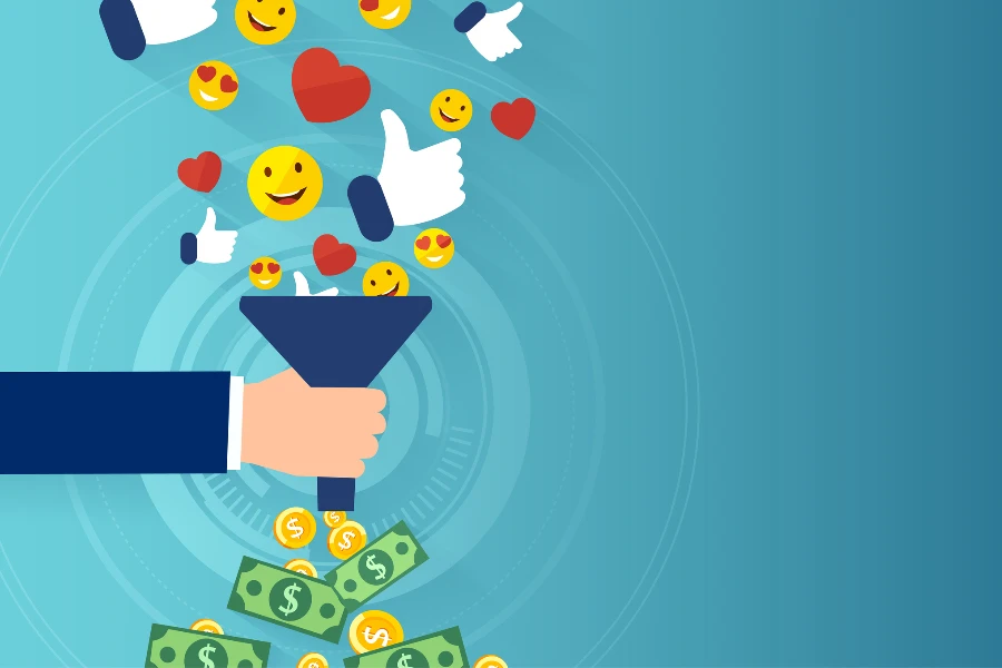 Social media funnel where likes turn into cash