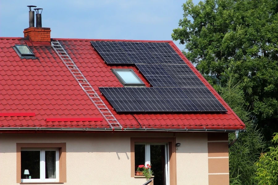 Solar panels on a rooftop