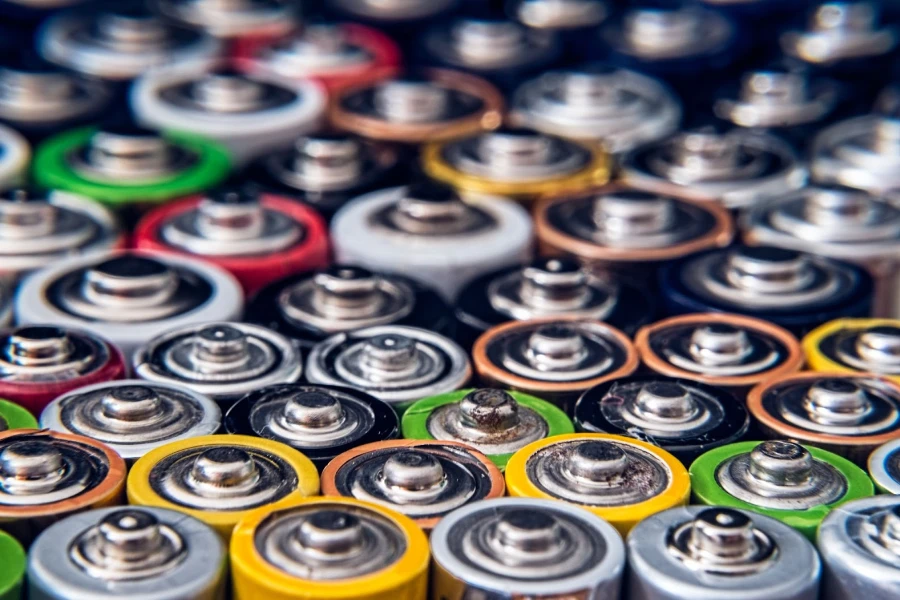 Various colorful batteries
