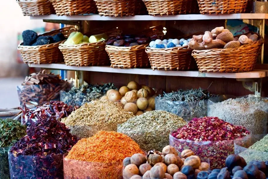 Vegetables in wicker baskets