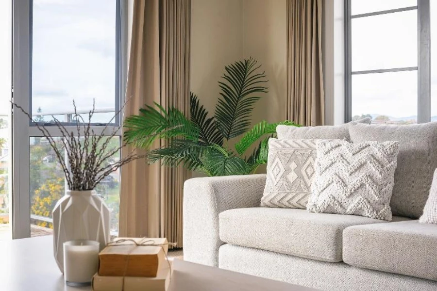 Capas de almofada de sofá boho com textura branca e cinza