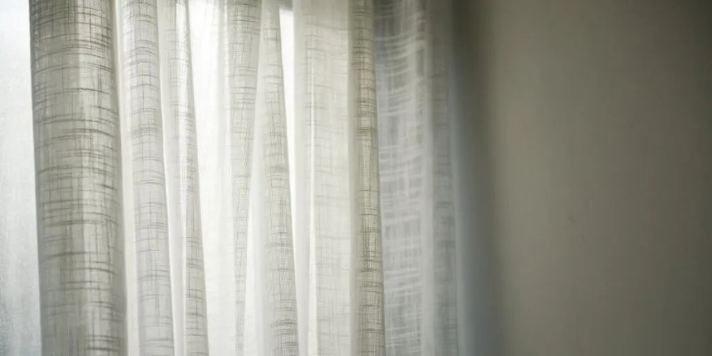 White sheer curtains with weaving pattern