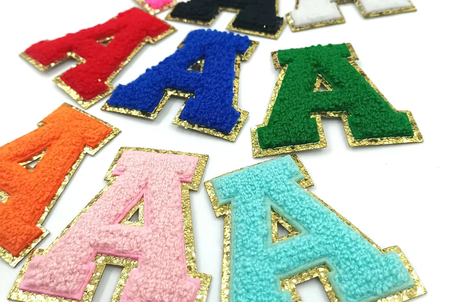 1. Glitter Chenille Embroidery Iron-On Letters Patch